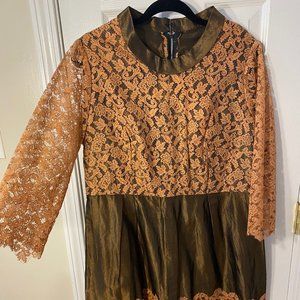 Handmade Vintage 50s-60s Brown Dress (L-XL)